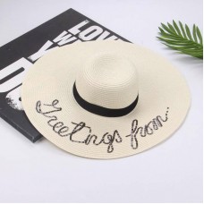 Summer Mujer&apos;s Casual Hat Straw High Quality Letter Design Wide Brim Accessories  eb-75523556
